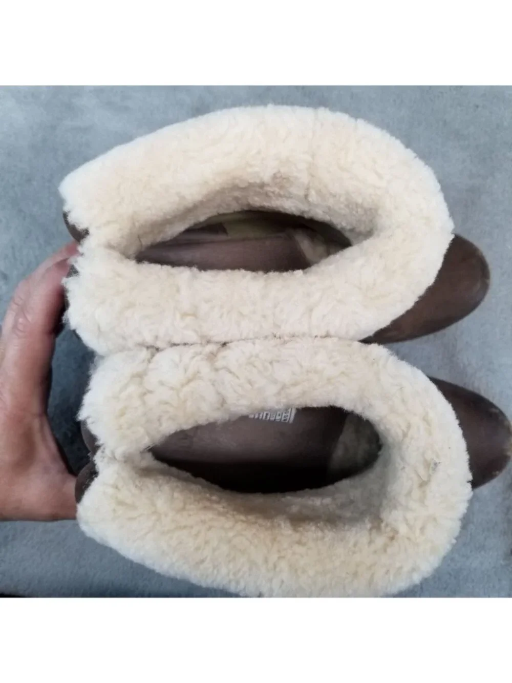 UGG Shoes Womens Size 7 Lynnea Brown Leather Shearling Wood Sole Boots *Read*